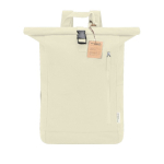 Zaino roll-top in canvas 100% riciclato 280 g/m² con chiusura a fibbia color naturale prima vista