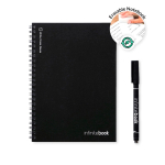 Block notes A5 15 pagine neutre riutilizzabili e copertina flessibile color nero terza vista