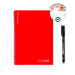 Block notes A5 15 pagine neutre riutilizzabili e copertina flessibile color rosso terza vista