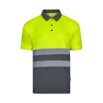 Polo da lavoro unisex a manica corta effetto bird-eye 140 g/m2 Velilla color grigio seconda vista