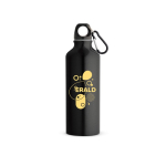 Borraccia in alluminio riciclato con moschettone colorato 530ml color nero immagine con logo