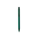 Penna in alluminio riciclato con finitura in gomma inchiostro blu color verde scuro seconda vista