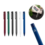 Penna in alluminio riciclato con finitura in gomma inchiostro blu vari colori