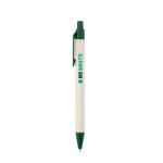 Penna in alluminio riciclato da cartoni del latte inchiostro blu color verde scuro immagine con logo