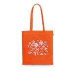 Borsa per la spesa in cotone riciclato e poliestere 150 g/m2 color arancione immagine con logo