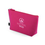 Pochette spaziosa in feltro riciclato con chiusura a zip color rosa immagine con logo