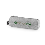 Astuccio in feltro riciclato con chiusura a zip color grigio chiaro immagine con logo
