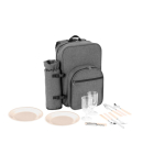 Zaino termico per picnic in poliestere riciclato con utensili color grigio scuro seconda vista