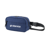 Marsupio in poliestere riciclato con fodera e 2 scomparti color blu immagine con logo