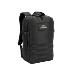 Zaino militare in poliestere riciclato con cinghie ed etichetta color nero immagine con logo