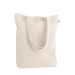 Shopper in cotone riciclato e poliestere con manici lunghi 280 g/m2 color naturale terza vista
