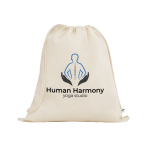 Sacchetto con coulisse in cotone organico con manici 140 g/m2 color naturale immagine con logo
