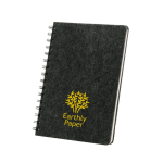 Block notes in feltro riciclato copertina semirigida A5 pagine a righe color grigio scuro immagine con logo