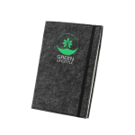 Block notes con copertina in feltro riciclato A5 pagine a righe color grigio scuro immagine con logo