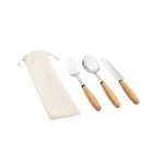 Set di 3 posate in legno di acacia e acciaio inox color naturale