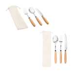 Set di 3 posate in legno di acacia e acciaio inox vari colori