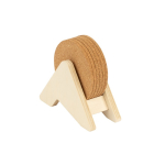 Supporto in legno multistrato con 6 sottobicchieri in sughero color naturale