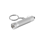 Portachiavi alluminio parzialmente riciclato torcia LED a 3 posizioni color argento opaco