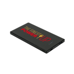 Power bank sottile e resistente in acciaio inox 5.000 mAh color nero immagine con logo