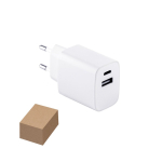 Adattatore di corrente in plastica riciclata con due porte USB vari colori