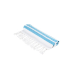Telo mare in cotone e poliestere a righe con frange 180 g/m2 color azzurro