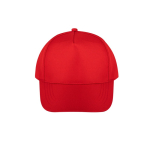Cappellino poliestere riciclato 5 pannelli e chiusura adesiva 210 g/m2 color rosso