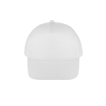 Cappellino poliestere riciclato 5 pannelli e chiusura adesiva 210 g/m2 color bianco