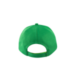 Cappellino poliestere riciclato 5 pannelli e chiusura adesiva 210 g/m2 color verde terza vista