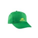 Cappellino poliestere riciclato 5 pannelli e chiusura adesiva 210 g/m2 color verde immagine con logo
