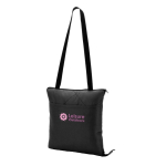 Coperta da picnic pieghevole in poliestere che si trasforma in Shopper color nero immagine con logo
