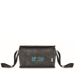 Borsa termica in feltro rPET da 1 mm con tasca frontale da 5l color grigio scuro vista area di stampa