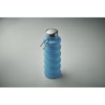 Borraccia pieghevole in silicone con moschettone 500 ml color azzurro