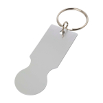 Portachiavi in alluminio riciclato in unico pezzo con gettone carrello color argento
