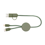 Cavo di ricarica rapida in plastica riciclata sincronizzazione 5 in 1 color verde pastello seconda vista frontale