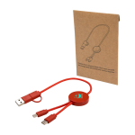 Cavo di ricarica rapida in plastica riciclata sincronizzazione 5 in 1 vista con stampa tampografica