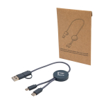 Cavo di ricarica rapida in plastica riciclata sincronizzazione 5 in 1 vista con stampa tampografica