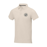 Polo a manica corta uomo in cotone piqué 200 g/m² Elevate Life color sabbia vista con stampa serigrafica