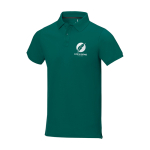 Polo a manica corta uomo in cotone piqué 200 g/m² Elevate Life color verde scuro vista con stampa serigrafica