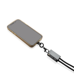 Cavo con cordino per cellulare ecologico con 3 porte di ricarica Terra color grigio quinta vista