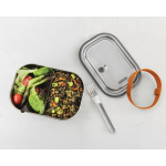 Lunch box in acciaio inox con posate e fascia Black+Blum da 1 litro color arancione