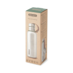 Borraccia termica in acciaio inox con manico Black+Blum da 500ml color verde oliva vista con scatola