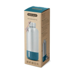 Borraccia termica grande in acciaio inox Black+Blum da 850ml color turchese vista con scatola