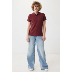 Polo piqué in cotone riciclato donna casual fit M da 220 g/m2 Iqoniq color bordò vista con modello