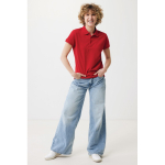 Polo piqué in cotone riciclato donna casual fit M da 220 g/m2 Iqoniq color rosso vista con modello