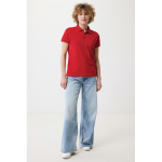 Polo piqué in cotone riciclato donna casual fit M da 220 g/m2 Iqoniq color rosso seconda vista con modello