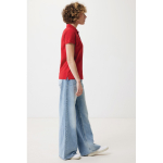Polo piqué in cotone riciclato donna casual fit M da 220 g/m2 Iqoniq color rosso quarta vista con modello