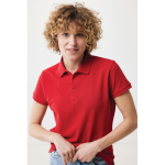 Polo piqué in cotone riciclato donna casual fit M da 220 g/m2 Iqoniq color rosso quinta vista con modello
