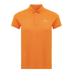 Polo piqué in cotone riciclato donna casual fit M da 220 g/m2 Iqoniq color arancione vista con logo
