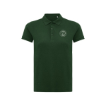 Polo piqué in cotone riciclato donna casual fit M da 220 g/m2 Iqoniq color verde bosco vista con logo