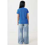 Polo piqué in cotone riciclato donna casual fit M da 220 g/m2 Iqoniq color blu reale quarta vista con modello
